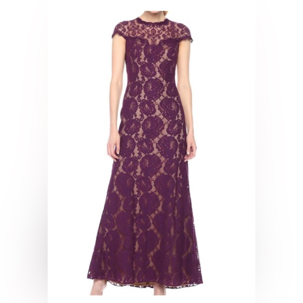 NEW-Tadashi Shoji plum lace gown